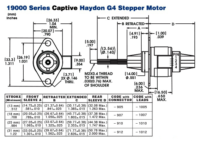 19000 Captive Stepper Motor Drawing