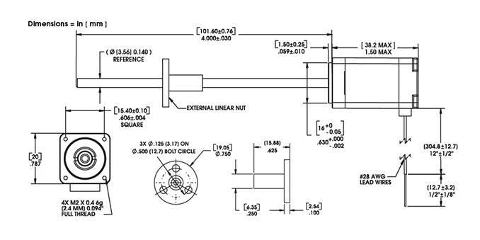 Size 8 Double Stack External Linear Actuator Dwg